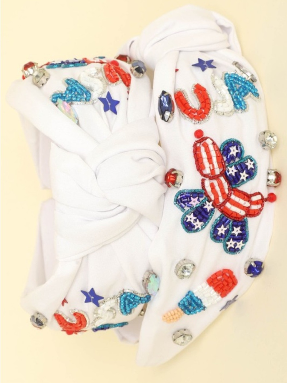 2033. USA themed balloon dog top knot headband